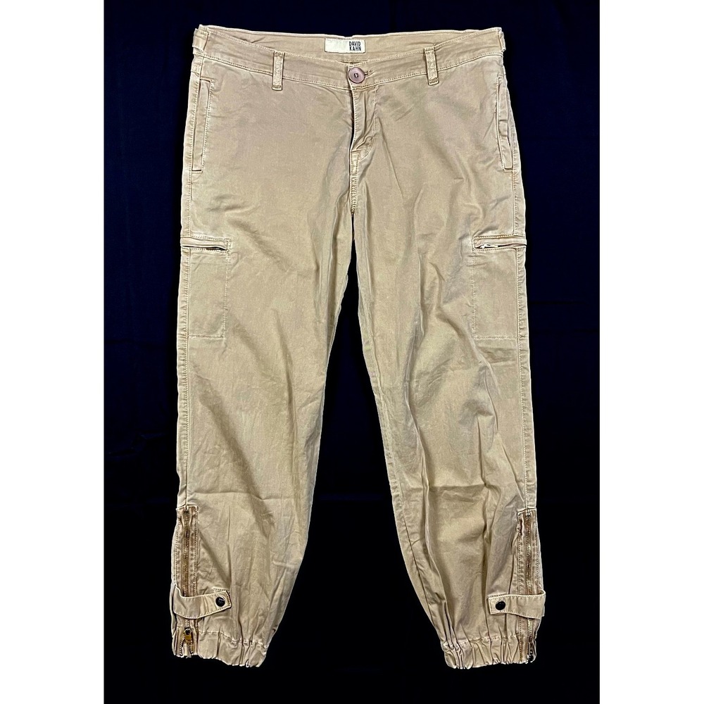 DAVID KAHN Sophie Flight Cargo Jogger Pants Women's 30 Talpa Tan Stretch USA